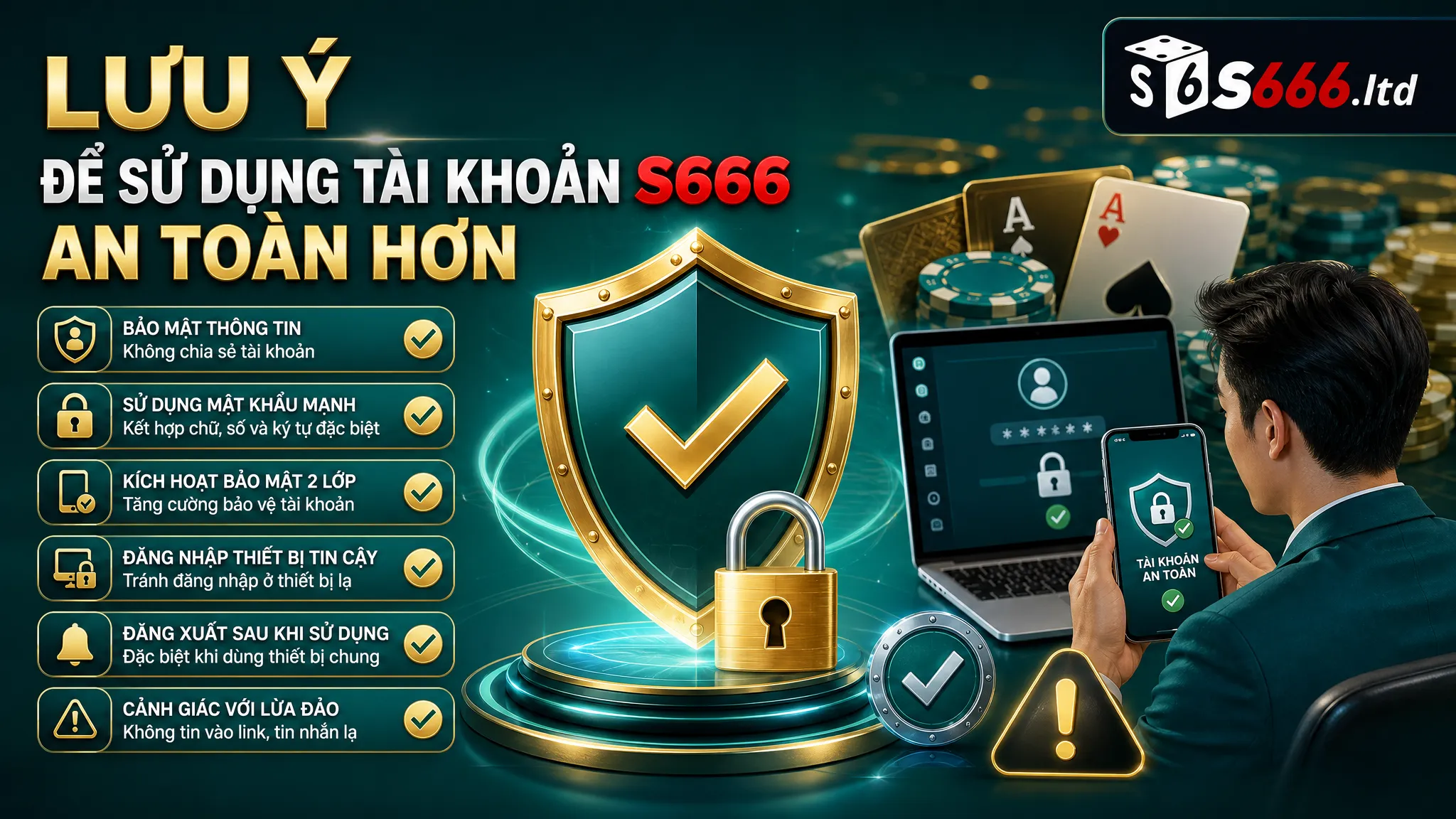 Quy Định Tài Khoản S666 – Điều Kiện Đăng Ký, Bảo Mật Và Sử Dụng 5 Lưu ý để sử dụng tài khoản S666 an toàn hơn
